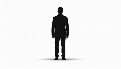 Fototapeta premium Black Silhouette of a Standing Man on White Background