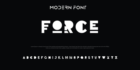 Design Modern abstract digital alphabet font. Minimal technology typography, Creative urban sport fashion futuristic font and with numbers. vector illustration.