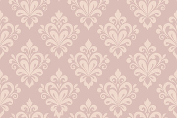 Elegant Damask Seamless Pattern  A Delicate Blush Pink Floral Design for Wallpaper or Fabric
