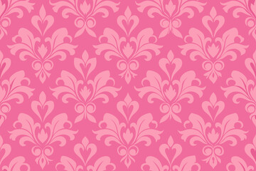 Elegant Pink Damask Seamless Pattern Vintage Floral Design for Textile and Wallpaper