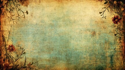 Aged paper background with floral design.
