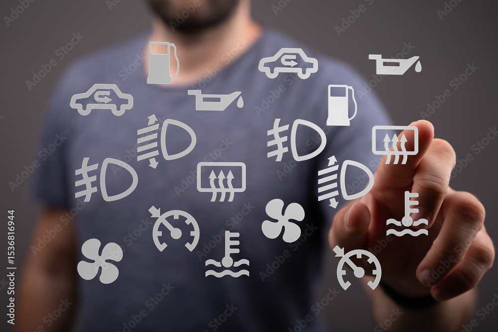 Poster Learn to identify and interpret common car dashboard warning lights.  Avoid costly repairs by understanding your car's indicators.