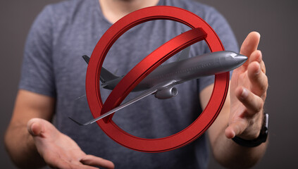 Image depicts a no fly zone, representing travel restrictions or cancellations.  Perfect for news,...