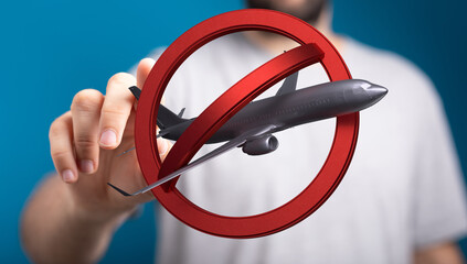 Image depicting a ban on air travel. Perfect for illustrating travel restrictions, flight...