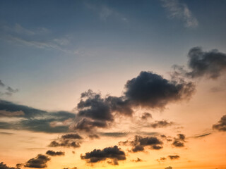 Beautiful sky background in the afternoon- Sunset sky with orange light clouds with cloudy sky.