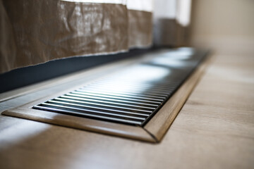 A forced air furnace closeup. Heating system for house or apartment.