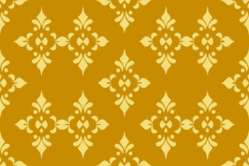 Elegant Golden Floral Damask Seamless Pattern Design Luxury Background Texture