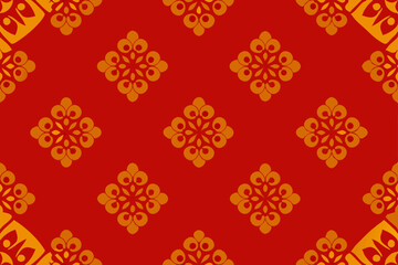 Fototapeta premium Red and Gold Seamless Pattern Elegant Floral Design for Textiles and Wallpaper
