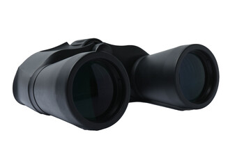 Vintage binocular isolated closeup on white background.