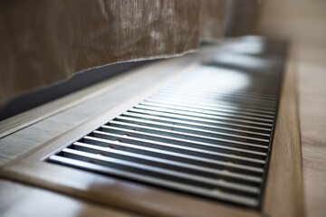 A forced air furnace closeup. Heating system for house or apartment.