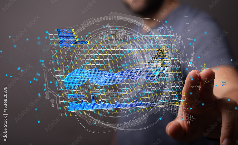 Poster Visualizing global market trends. Interactive data analysis for informed decisions.