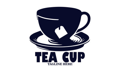 Illustration vector of a tea cup and a dangling tea bag sketch and tea cup logo icon