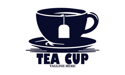 Illustration vector of a tea cup and a dangling tea bag sketch and tea cup logo icon