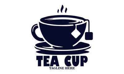 Illustration vector of a tea cup and a dangling tea bag sketch and tea cup logo icon