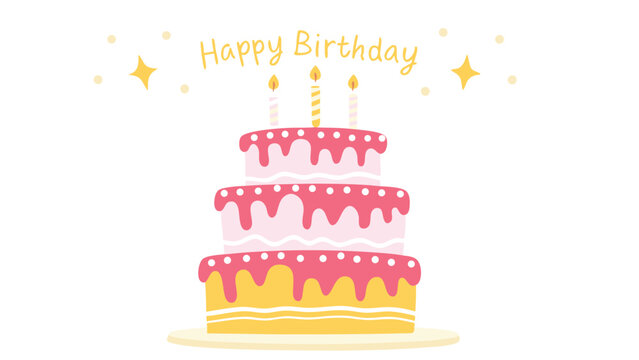 A three tiered birthday cake with candles and stars celebrating a special occasion with sweet treats