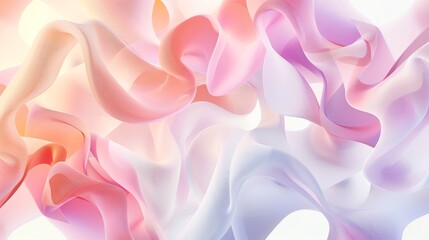 Obraz premium This is an abstract image of soft, pastel-colored waves. The waves are made of a smooth, silky material that looks like it is flowing in the wind.