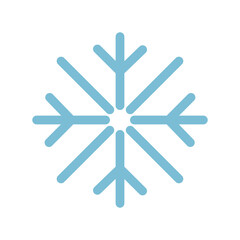 Vector illustration of a blue snowflake icon. The weather forecast icon.