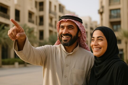 Happy couple exploring city - Powered by Adobe