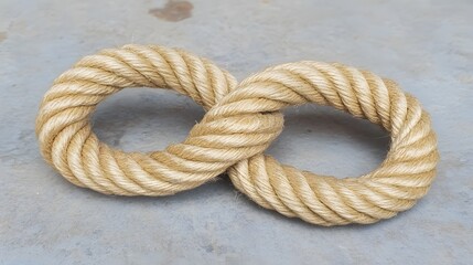 Obraz premium Intertwined Beige Rope Circles Knot Texture Background