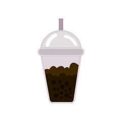 Bubble Tea Drink in Plastic Cup – Flat Vector Illustration