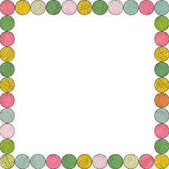 Obraz premium border pattern made from balls of wool and yarn 
