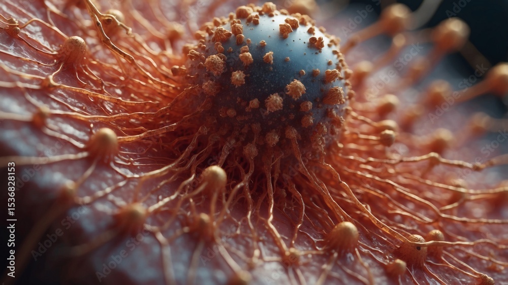 Aufkleber an intricate microscopic view of cell. Displaying the complexity of cellular structure, with emphasis on the cell and its components