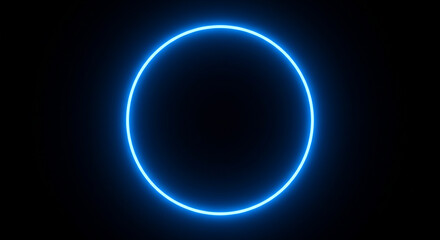Abstract neon blue circle on a black background, futuristic and modern graphic design
