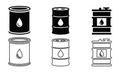 Oil Barrel and Fuel Icons Set - Energy, Industry, and Resources. © MUHAMMAD MUJIBUR