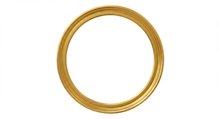 Golden Circular Frame Isolated on White, Decorative Art Element for Design Projects