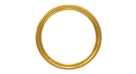 A simple and elegant golden circular frame isolated on a white background