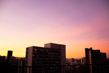 sunset or sunrise on the rooftop in São Paulo urban center