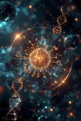 A conceptual visualization of human cells glowing with dynamic energy bursts surrounded by abstract light rings symbolizing sirtuin activation