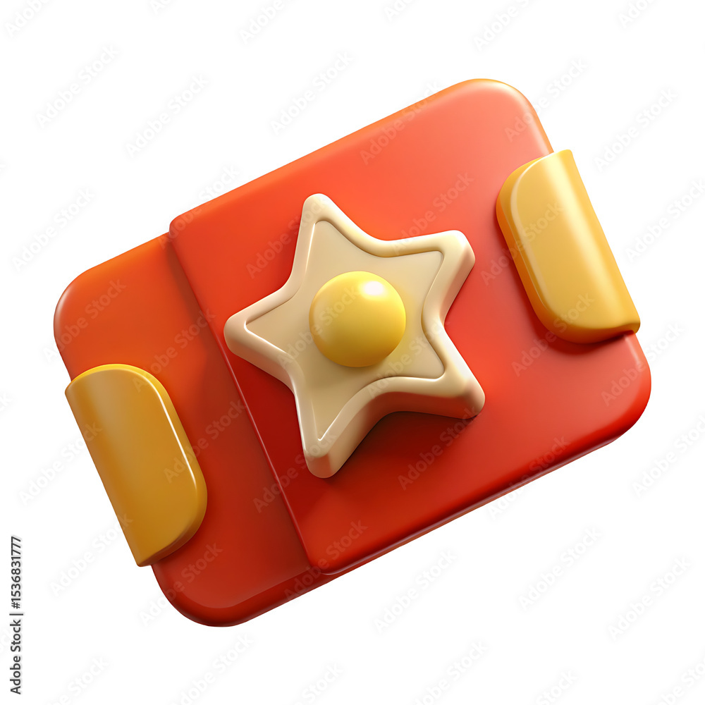 Fototapete three dimensional rendering of a red rectangular object resembling a closed book or wallet with roun