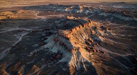 Aerial View of the Breathtaking Desert Landscape at Sunset