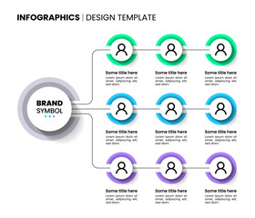 Infographic template. 3 rows of circles connected by a line