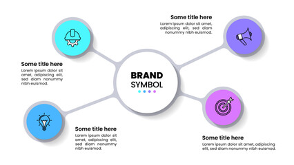 Infographic template. 4 linked circles with icons