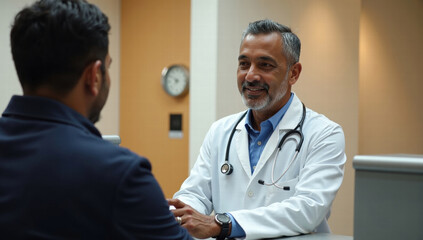 Confident Doctor Consulting Patient: Healthcare, Medical Advice, Trust, Empathy, Wellness Website, Brochure Design