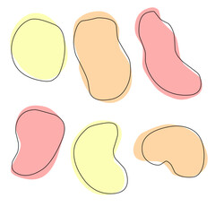 Color liquid blob shapes, Colorful pastel vector organic random forms, fluid silhouette, simple smooth ink stain. Highlight for social media stories