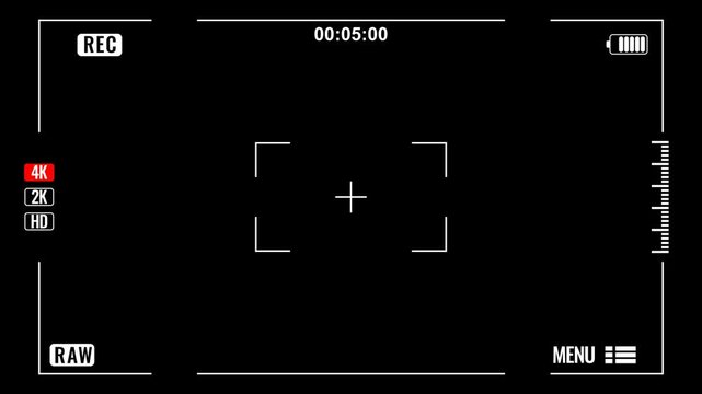 Digital Camcorder viewfinder display overlay templete. Suitable for cinematography videos or other graphic projects.