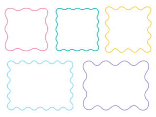 ポップなフレームのベクターイラストセット。枠、四角、長方形、正方形、ふにゃふにゃ、素材、背景