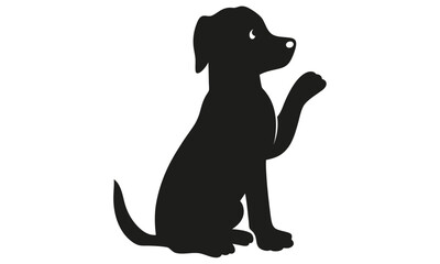 Adorable Black Dog Silhouette Paw-Raising Puppy Illustration