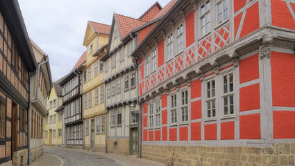 Quedlinburg - Altstadtgasse, Sachsen-Anhalt, Deutschland, Europa