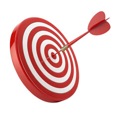 Red dart hitting the center of target