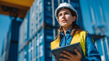 Portrait of a confident and determined female industrial engineer wearing a hardhat and high visibility jacket standing on a construction site and looking focused on the project at hand