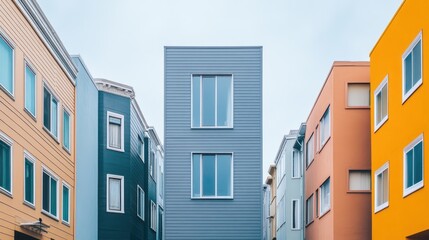 Urban row houses in vibrant colors
