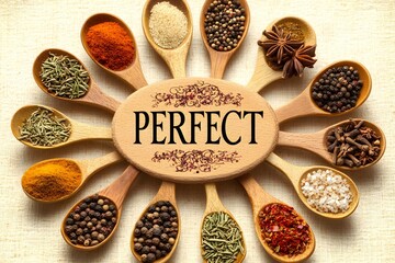 Spices and natural food. Image for designers.