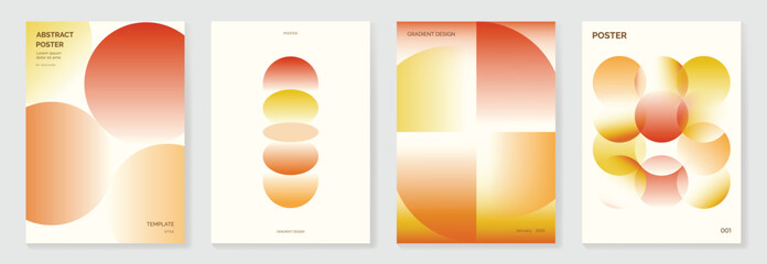 Obraz na płótnie Canvas Autumn gradient poster background vector set. Minimalist cover template with geometric shape. Ideal design for social media, banner, autumn season card.