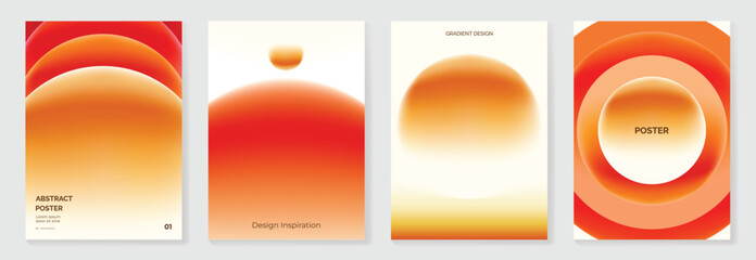 Autumn gradient poster background vector set. Minimalist cover template with geometric shape. Ideal design for social media, banner, autumn season card.