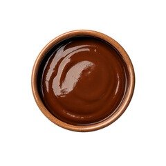 Top View of Rich Brown Sauce in a Small Bowl