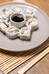 California roll crab sushi in close up